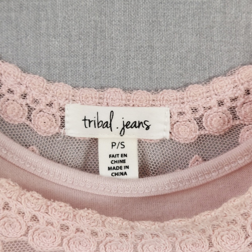 Tribal Jeans Embroidered Mesh Tank Top S Pink Romantic Fairy Cottagecore Boho - Picture 5 of 10